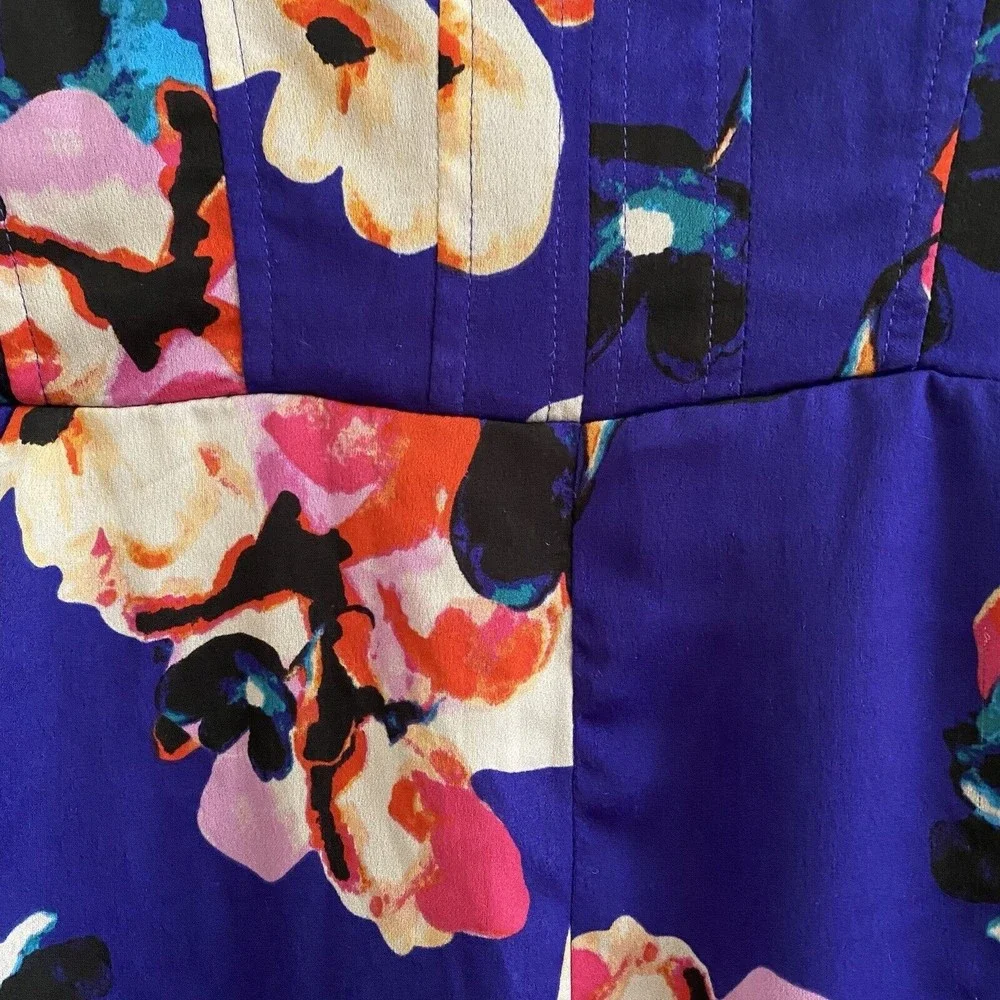 Sam‎ Edelman Sweetheart Neck Purple Blue Jumpsuit Sz 0 Zippered Pockets